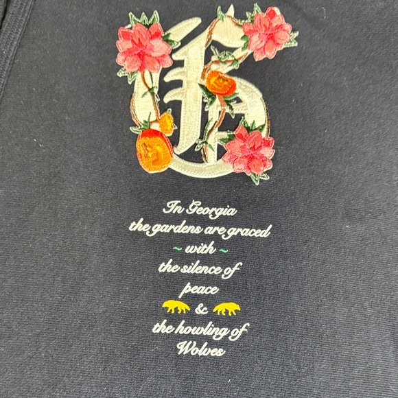 Greyson Black and Pink Hoodie with Floral  Wolf Design - Picture 5 of 7